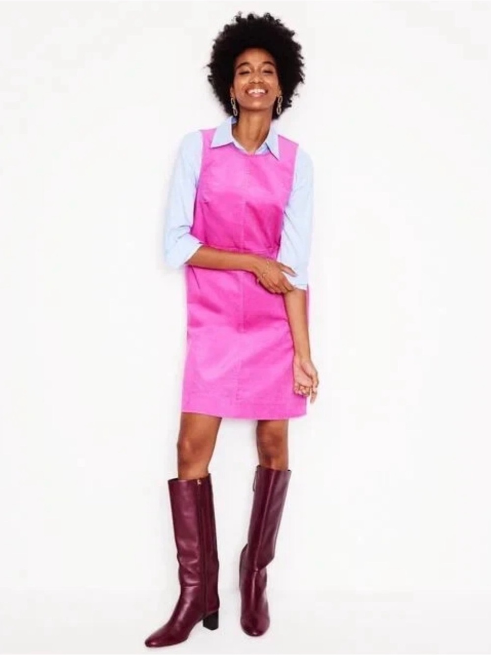 Boden Pia Cord Shift Dress in Phlox Pink Size 10L